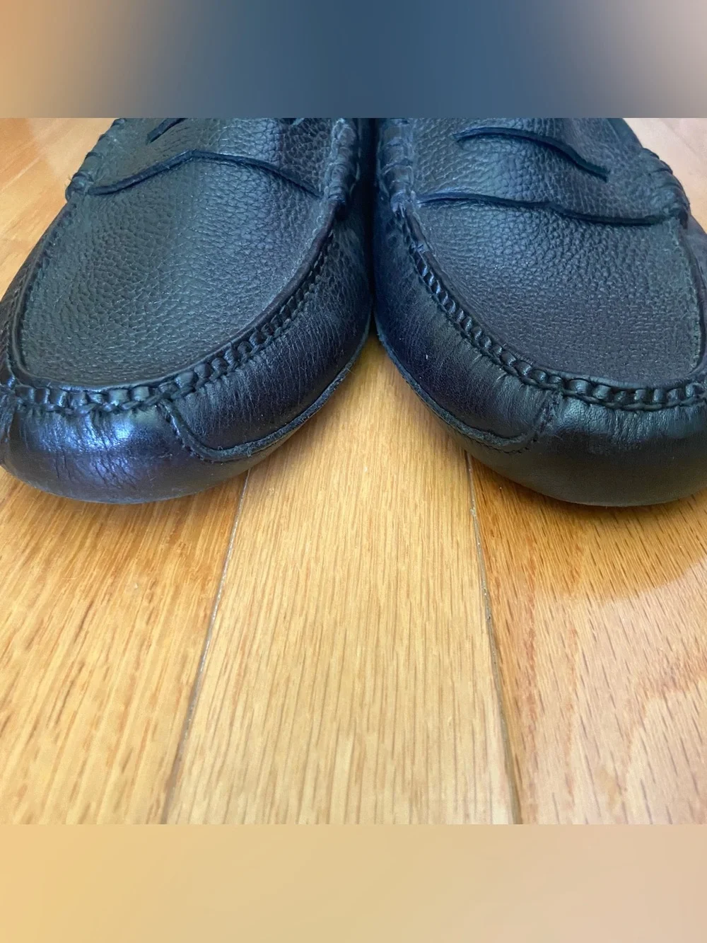 Cole Haan Grant Canoe Penny Loafer Mens 11 Black Pebbled Leather Driving Mocs